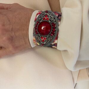 Designer Smart Band Cover with Vintage Red Stone Ornament